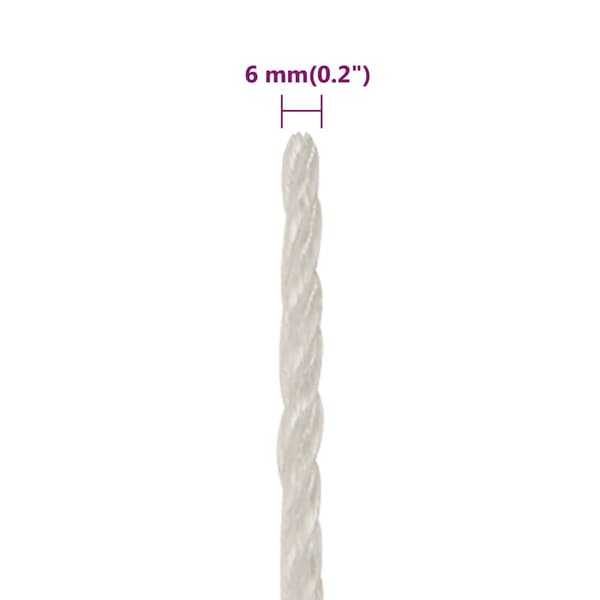 vidaXL Rep vit 6 mm 100 m polypropylen