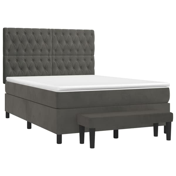 vidaXL Ramsäng med madrass mörkgrå 140x200 cm sammet Grå
