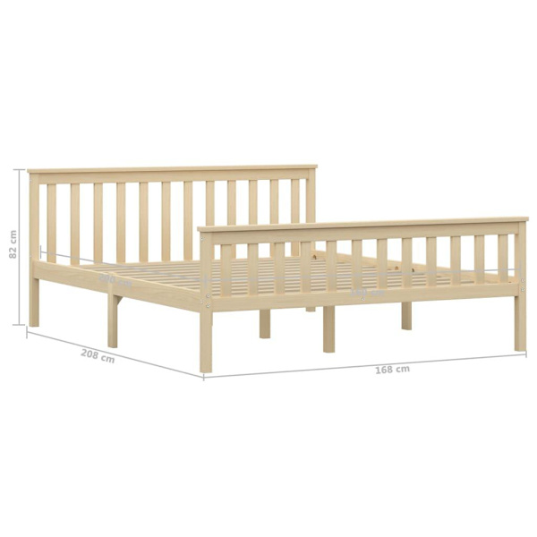 vidaXL Sängram naturfärgad massiv furu 160x200 cm Brun