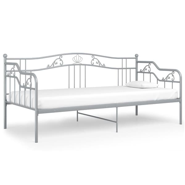 vidaXL Sängram bäddsoffa grå metall 90x200 cm grå
