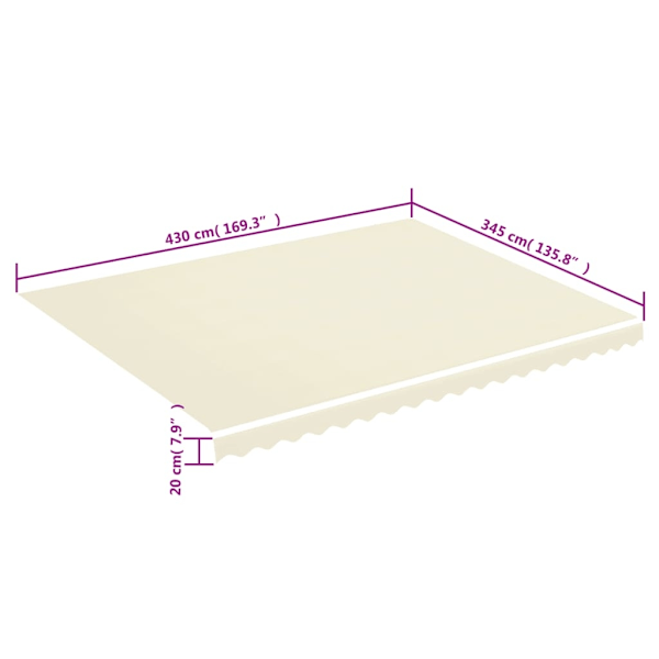 vidaXL Markisväv gräddvit 4,5x3,5 m Creme