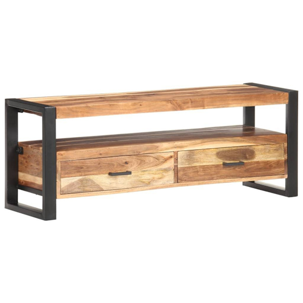 vidaXL Tv-bänk 120x35x45 cm massivt trä med honungsfinish Brun