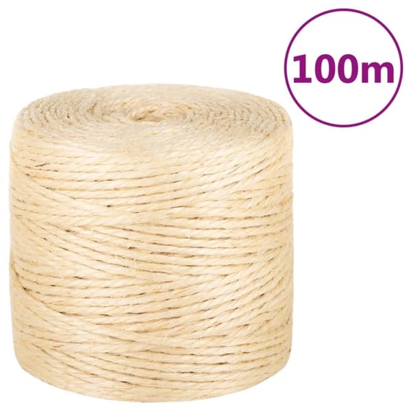 vidaXL Rep 100% sisal 4 mm 100 m