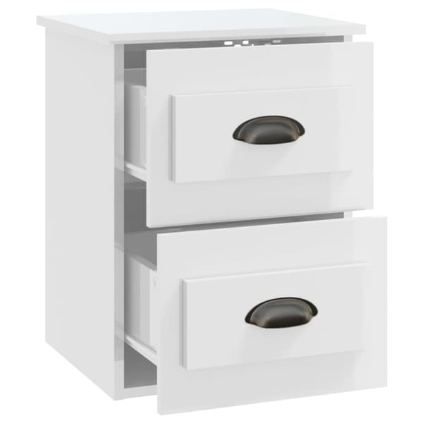 vidaXL Väggmonterade sängbord 2 st vit högglans 41,5x36x53cm Vit
