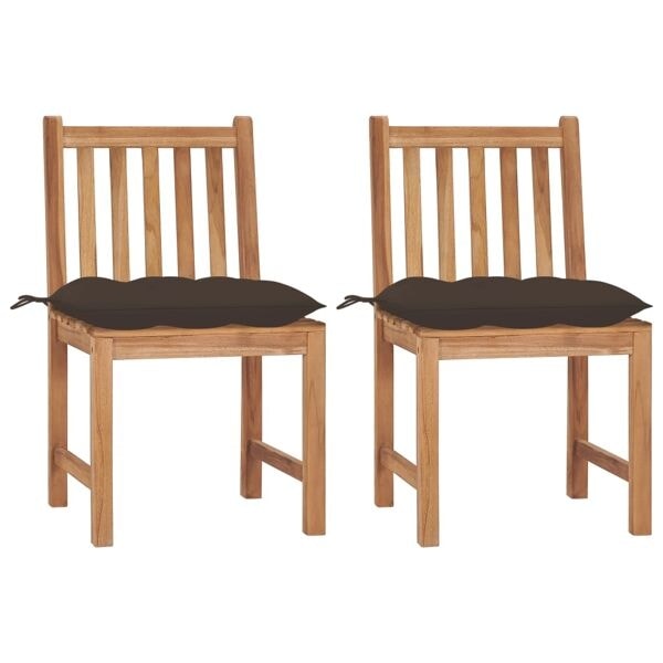 vidaXL Trädgårdsstolar 2 st med dynor massiv teak Taupe