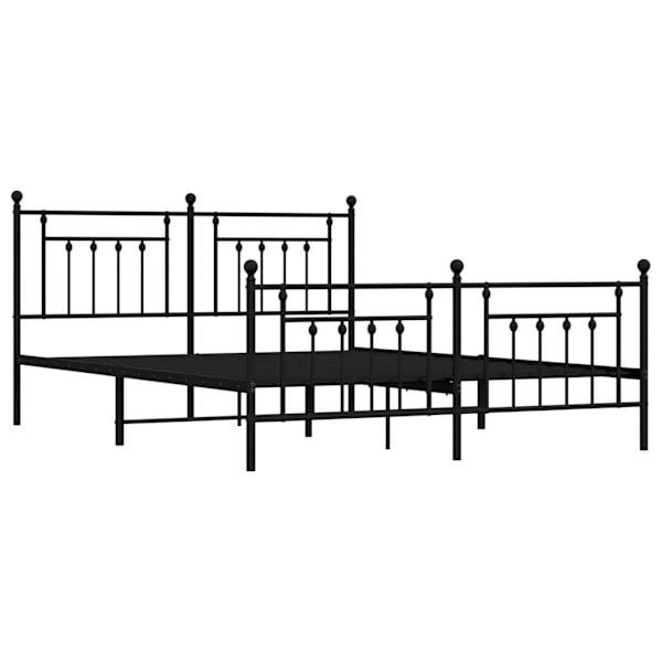 vidaXL Sängram utan madrass med fotgavel metall svart 160x200 cm Svart