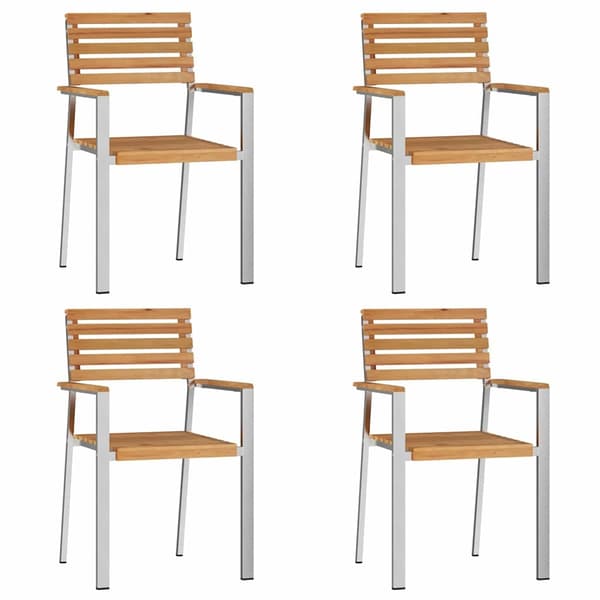 vidaXL Trädgårdsmöbelset 5 pcs Massivt teakträ och rostfritt stål Brun