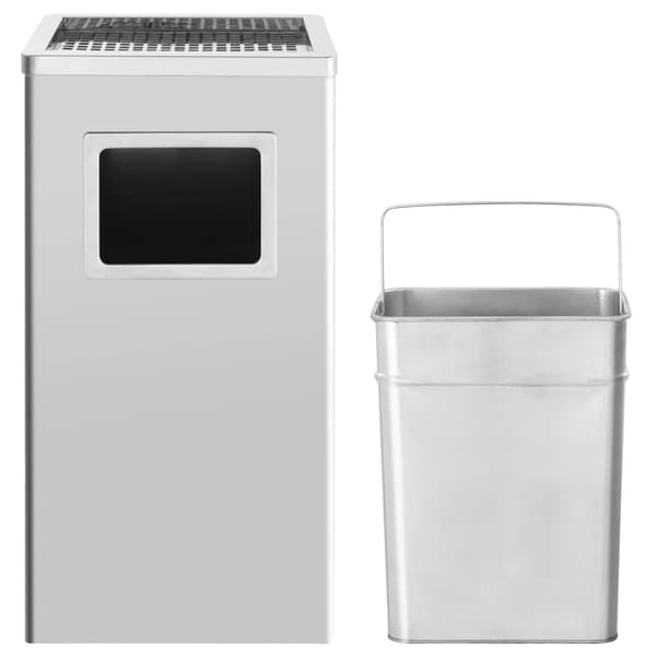vidaXL Askkopp soptunna 45 l rostfritt stål Silver