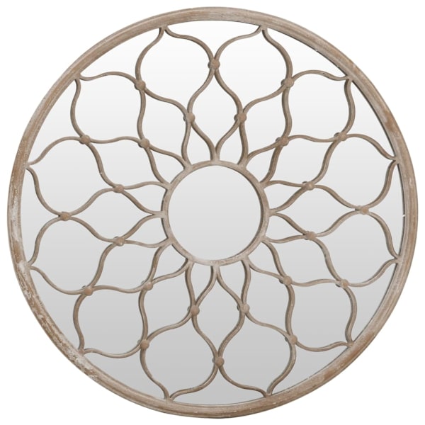 vidaXL Trädgårdsspegel sandfärgad 40x3 cm rund järn för utomhusbruk Creme