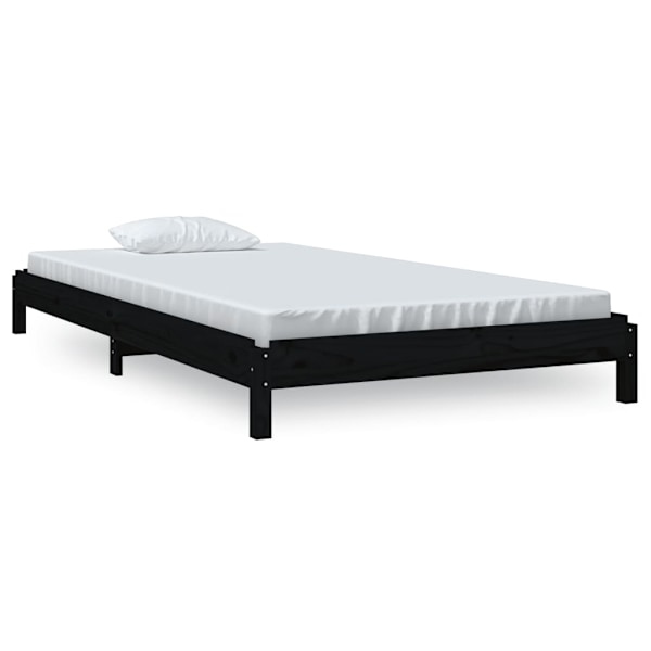 vidaXL Stapelbar säng svart 80x200 cm massivt furuträ Svart