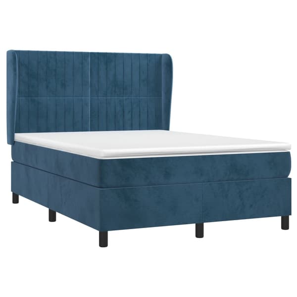 vidaXL Ramsäng med madrass mörkblå 140x190 cm sammet Blå