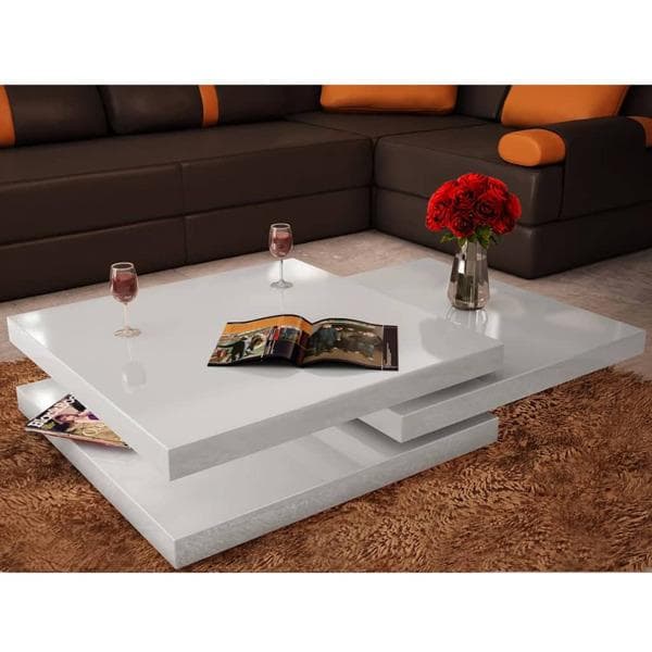 vidaXL Soffbord elegant Vit högglans 80x80 cm Vit