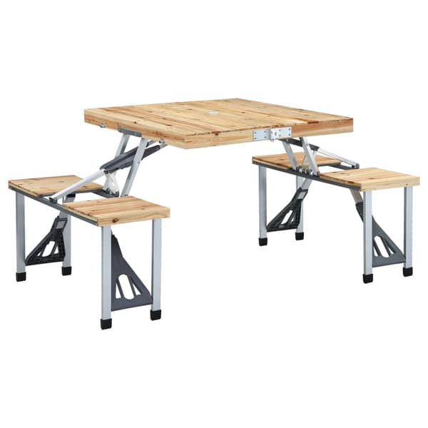 vidaXL Hopfällbart campingbord med 4 sitsar stål aluminium Silver