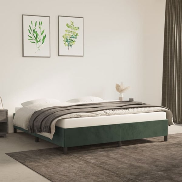 vidaXL Sängram utan madrass mörkgrön 160x200 cm sammet Grön