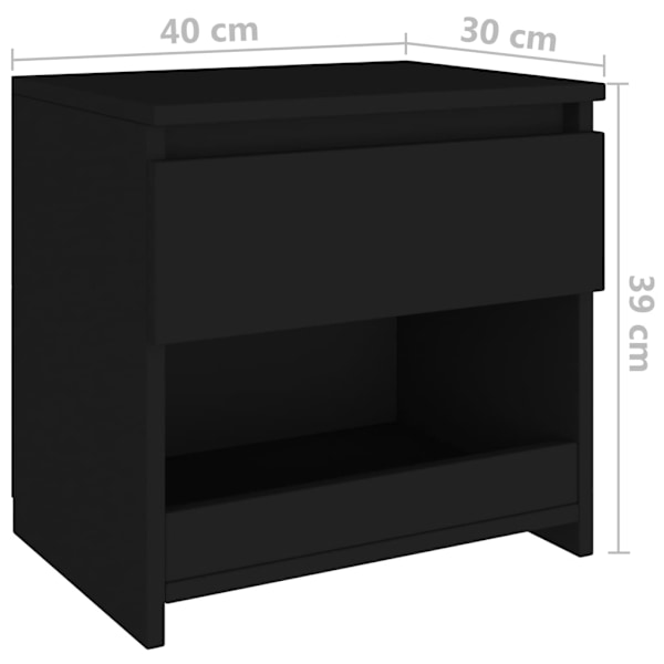 vidaXL Nattduksbord 2 st svart 40x30x39 cm konstruerat trä Svart