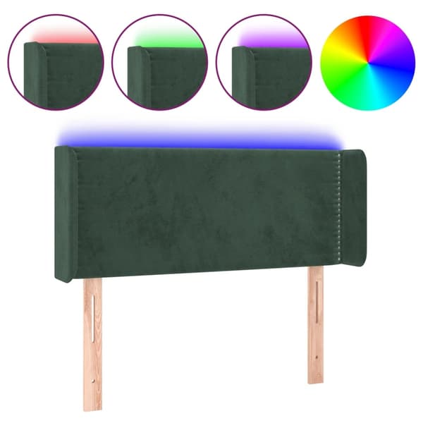 vidaXL Sänggavel LED mörkgrön 103x16x78/88 cm sammet Grön