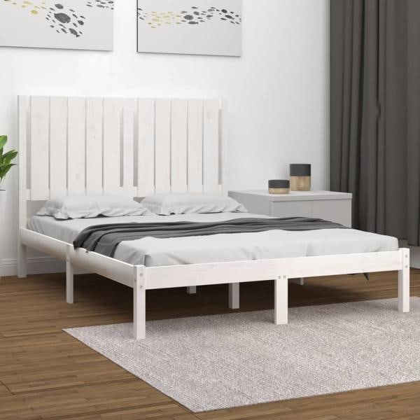 vidaXL Sängram vit massiv furu 120x200 cm Vit