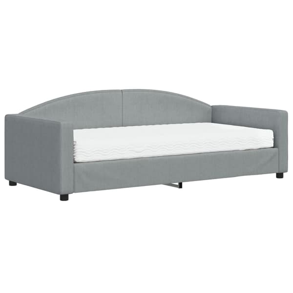 vidaXL Dagbädd med madrass ljusgrå 90x190 cm tyg Grå