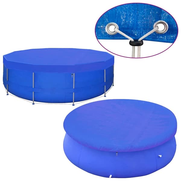 vidaXL Poolöverdrag 2 st PE runt 460 cm 90 g/m² Blå