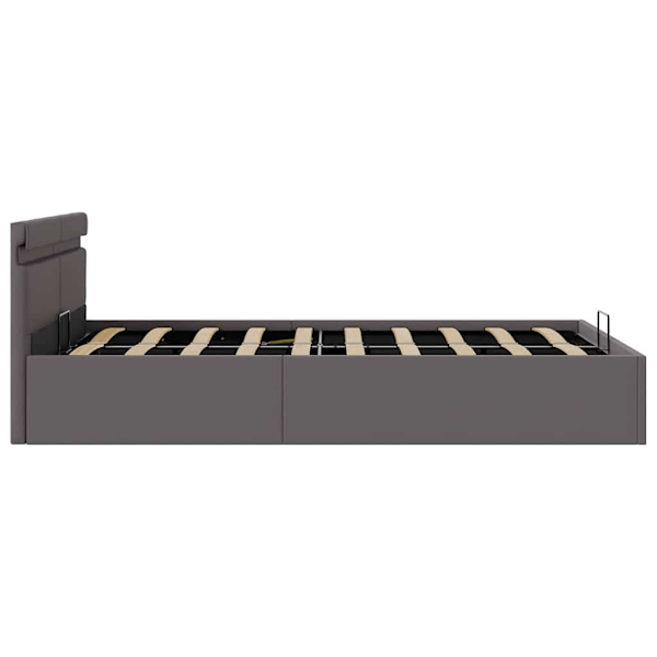 vidaXL Sängram hydraulisk förvaring LED grå konstläder 120x200 cm grå