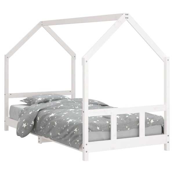 vidaXL Sängram för barnsäng vit 90x200 cm massiv furu Vit