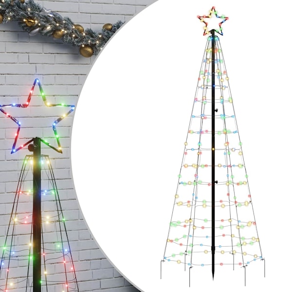 vidaXL LED julgran med spikar 220 LED flerfärgad 180 cm Flerfärgsdesign