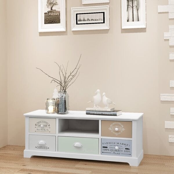 vidaXL Shabby Chic French TV-bänk trä Vit