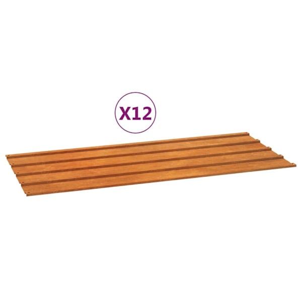 vidaXL Takplåt 12 st rostfärgad 100x44 cm rosttrögt stål Brun