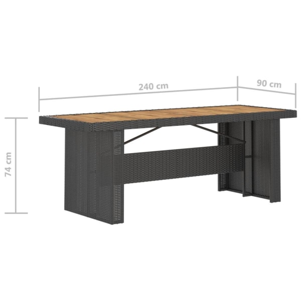 vidaXL Matgrupp för trädgården med dynor 11 delar konstrotting svart Svart