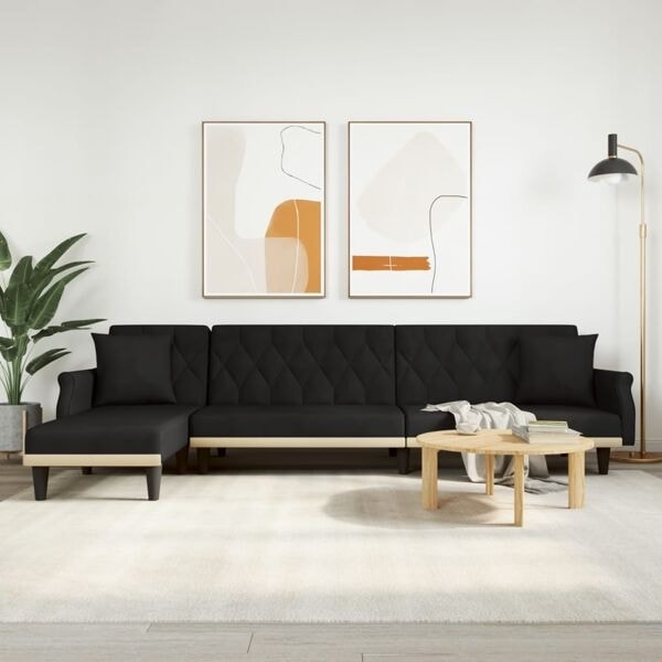 vidaXL L-formad soffa svart 271x140x70 cm sammet Svart
