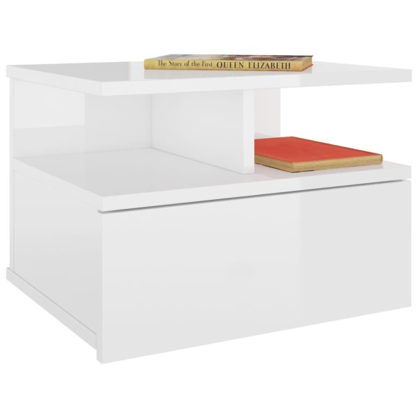 vidaXL Svävande sängbord 2 st vit högglans 40x31x27 cm konstruer Vit