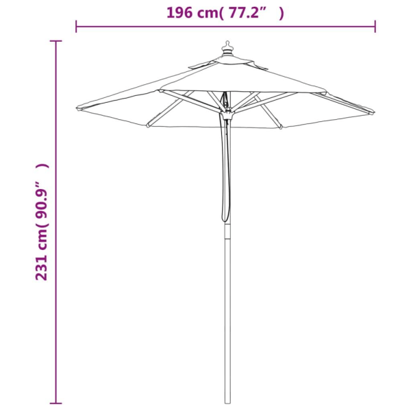 vidaXL Parasoll med trästång 196x231 cm mullvadsbrun Taupe