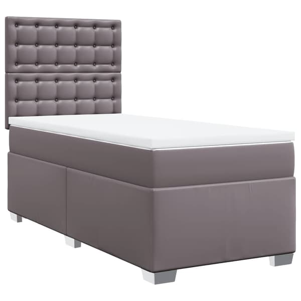 vidaXL Ramsäng med madrass grå 90x190 cm konstläder Grå