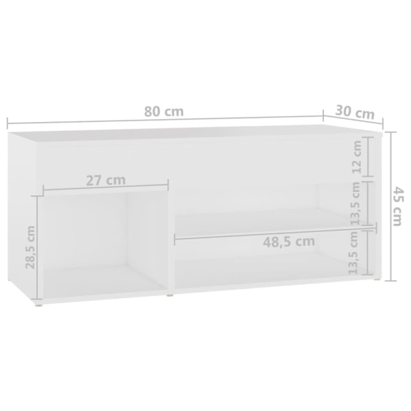 vidaXL Skobänk vit 80x30x45 cm konstruerat trä Vit