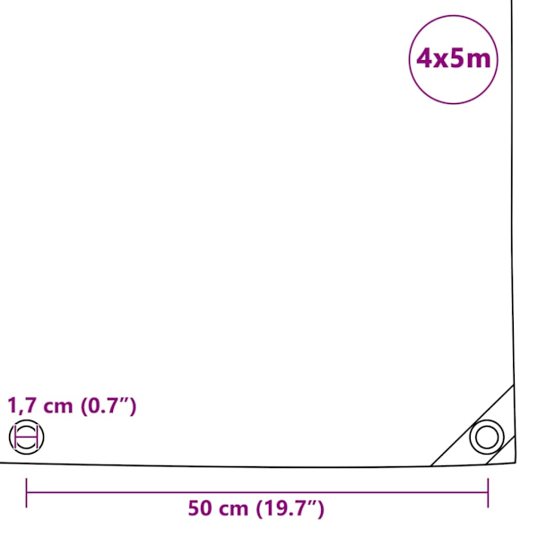vidaXL Presenning 650 g/m² 4x5 m grå grå
