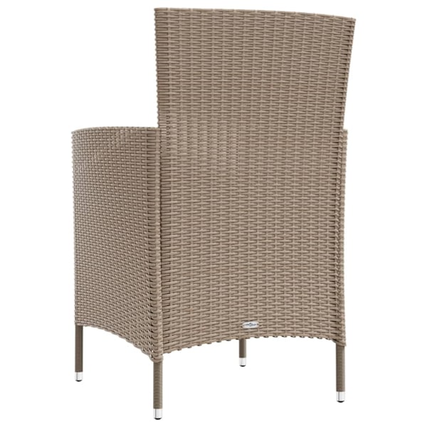 vidaXL Matgrupp för trädgården med dynor 3 delar konstrotting beige Beige