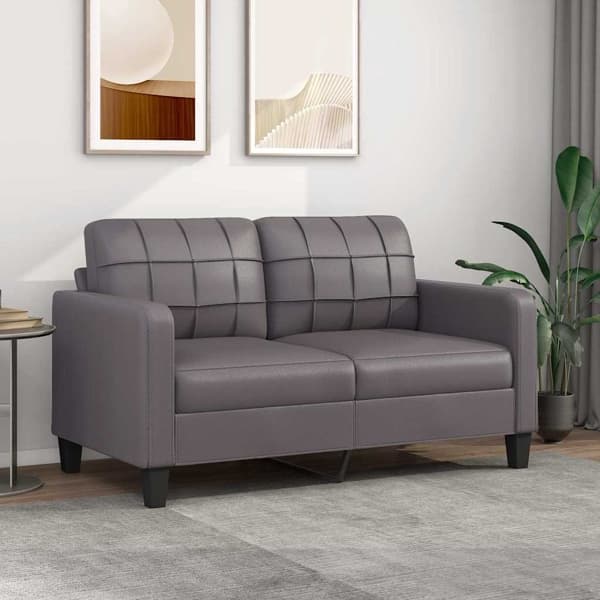 vidaXL 2-sitssoffa grå 140 cm konstläder Grå