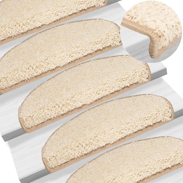 vidaXL Trappstegsmattor 10 st 65x25 cm gräddvit Kräm
