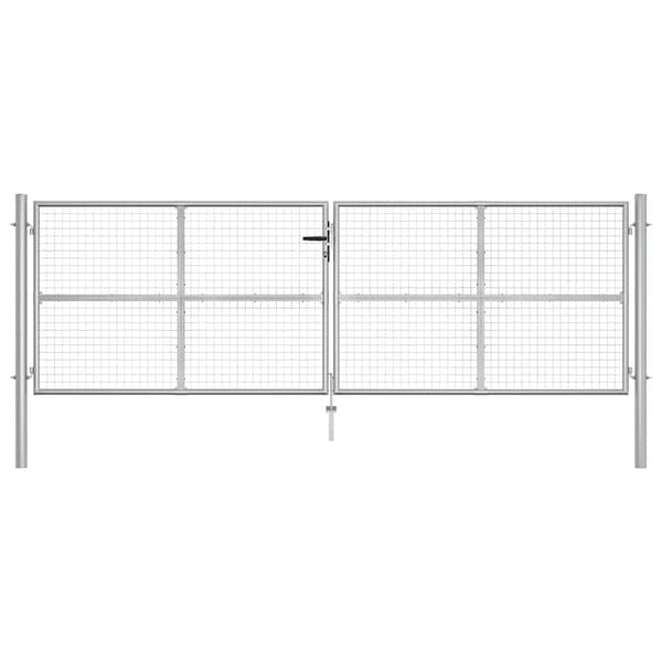 vidaXL Trädgårdsgrind galvaniserat stål 400x125 cm silver Silver