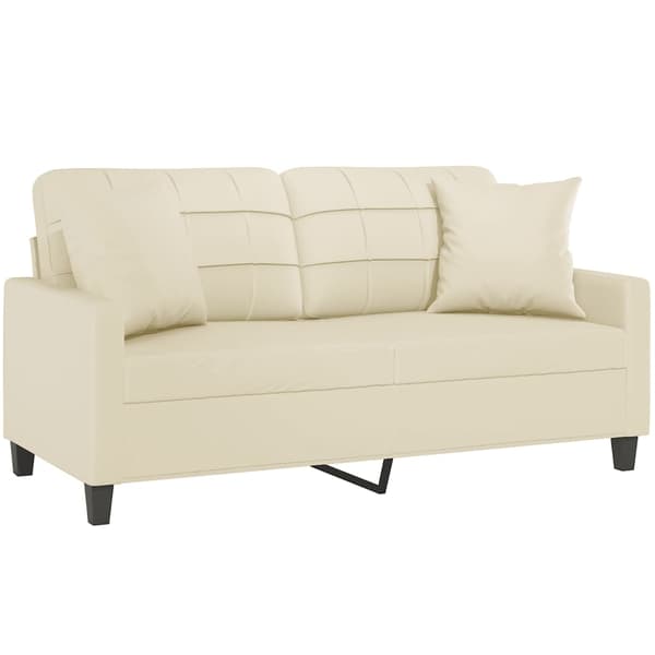 vidaXL 2-sits soffa med prydnadskuddar gräddvit 140 cm konstläder Kräm