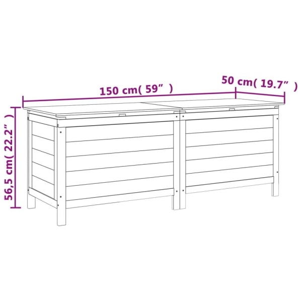 vidaXL Dynbox antracit 150x50x56,5 cm massivt granträ Antracit