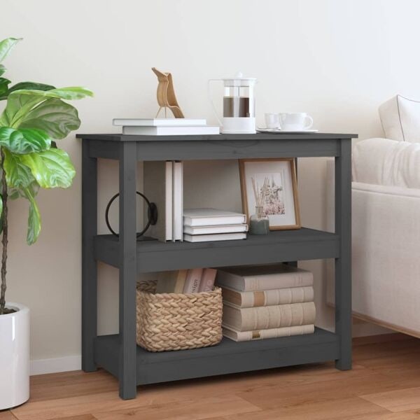 vidaXL Konsolbord grå 80x40x74 cm massiv furu Grå