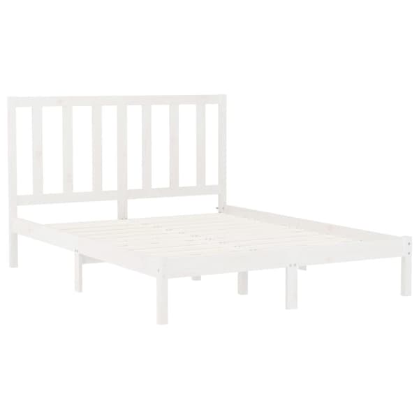 vidaXL Sängram vit massivt trä 150x200 cm Vit