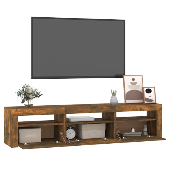 vidaXL Tv-bänk med LED-belysning rökfärgad ek 180x35x40 cm Brun