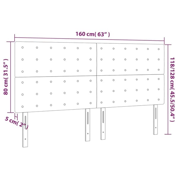 vidaXL Sänggavel LED blå 160x5x118/128 cm tyg Blå