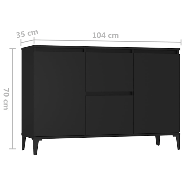 vidaXL Skänk svart 104x35x70 cm konstruerat trä Svart