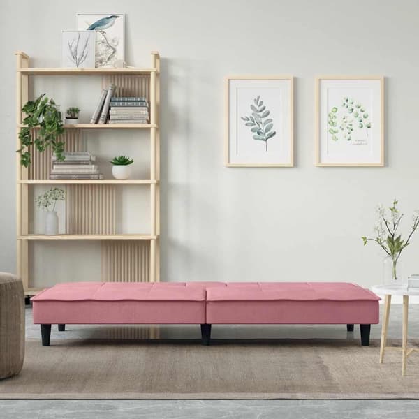 vidaXL Bäddsoffa med mugghållare rosa sammet Rosa