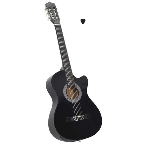 vidaXL Westerngitarr med cutaway 6 strängar svart 38" Svart