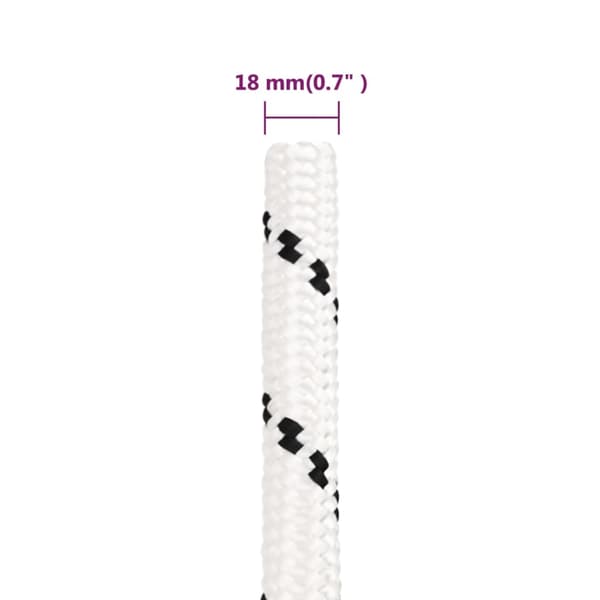 vidaXL Rep vit 18 mm 100 m polyester Vit