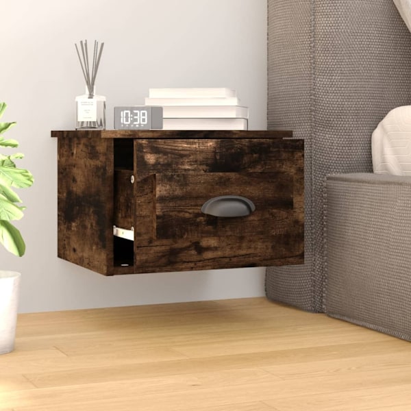 vidaXL Väggmonterade sängbord rökfärgad ek 41,5x36x28 cm Brun
